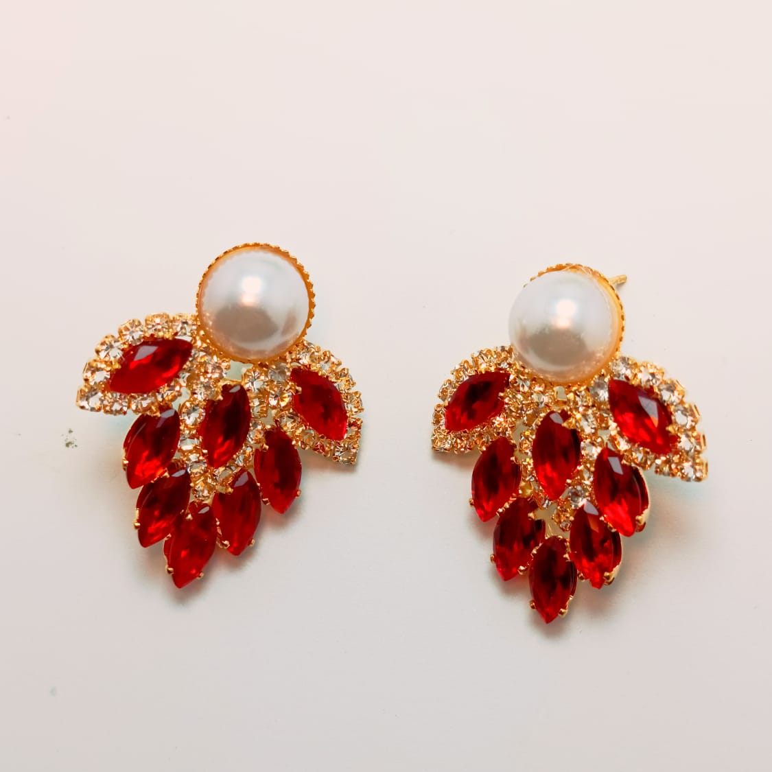 Royal Ruby Pearl Drop Earrings