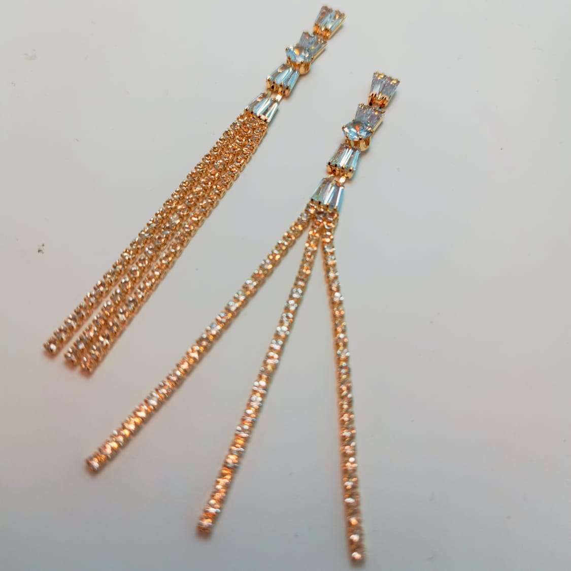 Golden Glamour Crystal Chain Earrings
