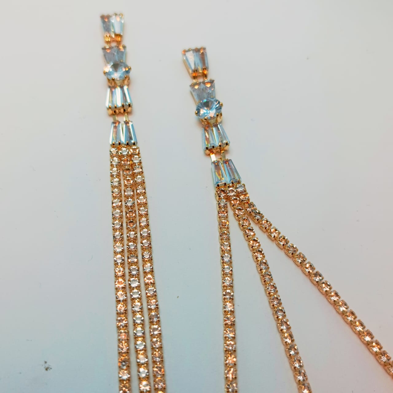Golden Glamour Crystal Chain Earrings