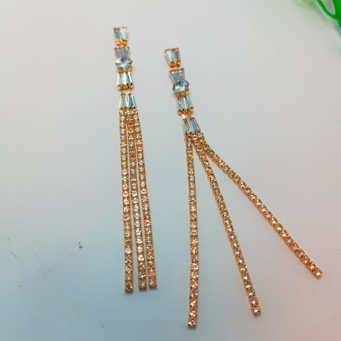 Golden Glamour Crystal Chain Earrings