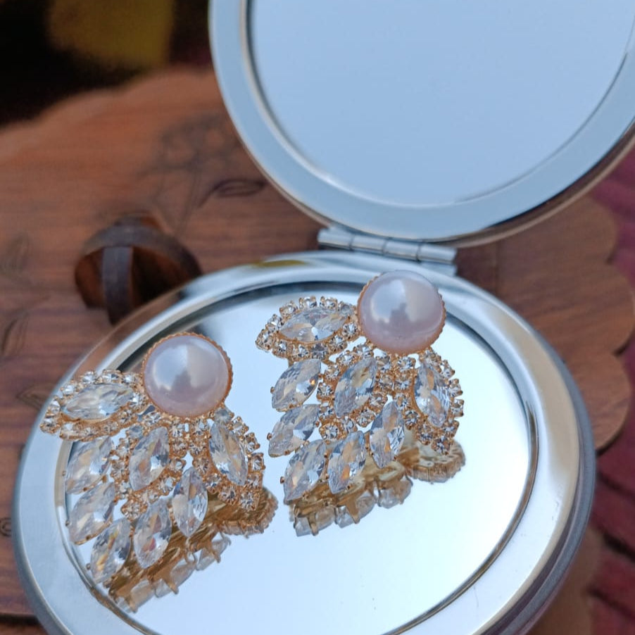 Royal Ruby Pearl Drop Earrings