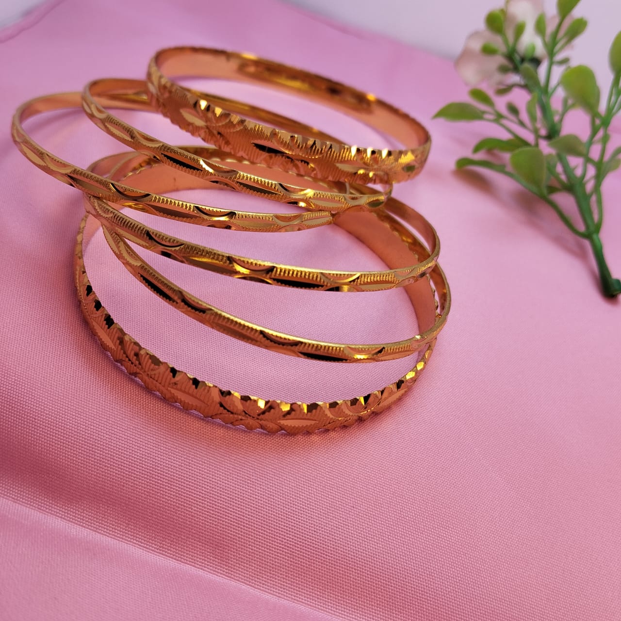 Premium Golden Finish Imitation Bangles – Set of 6