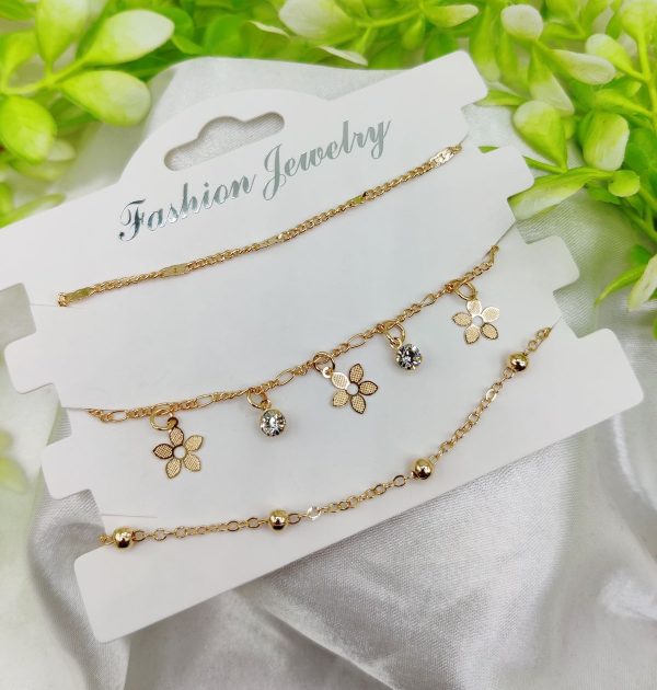 Imported Triple-layered Adjustable Bracelet Set | Best Quality Artificial Bracelet For Girls & Women