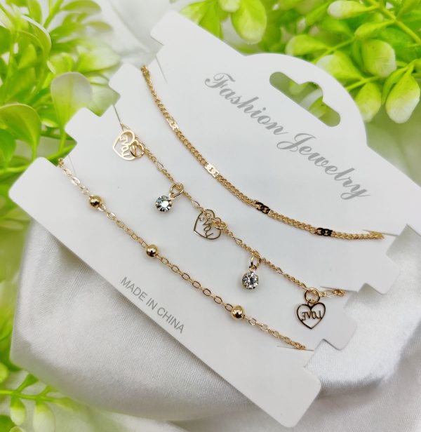 Imported Triple-layered Adjustable Bracelet Set | Best Quality Artificial Bracelet For Girls & Women