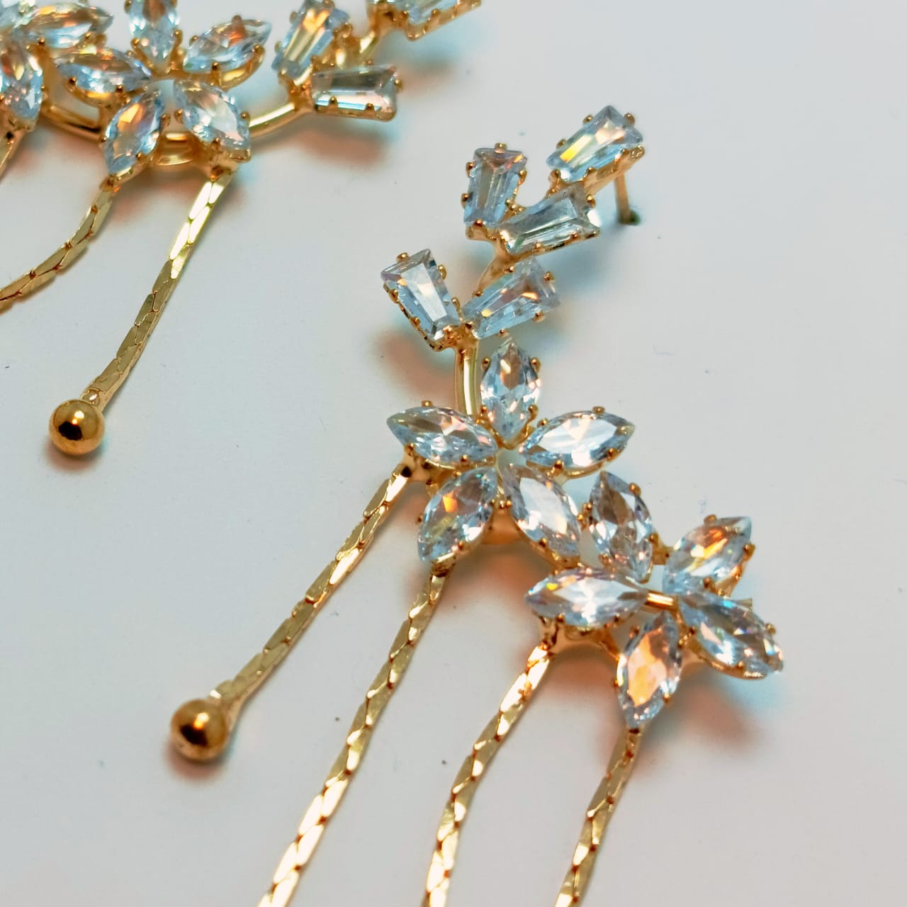 Floral Cascade Crystal Drop Earrings