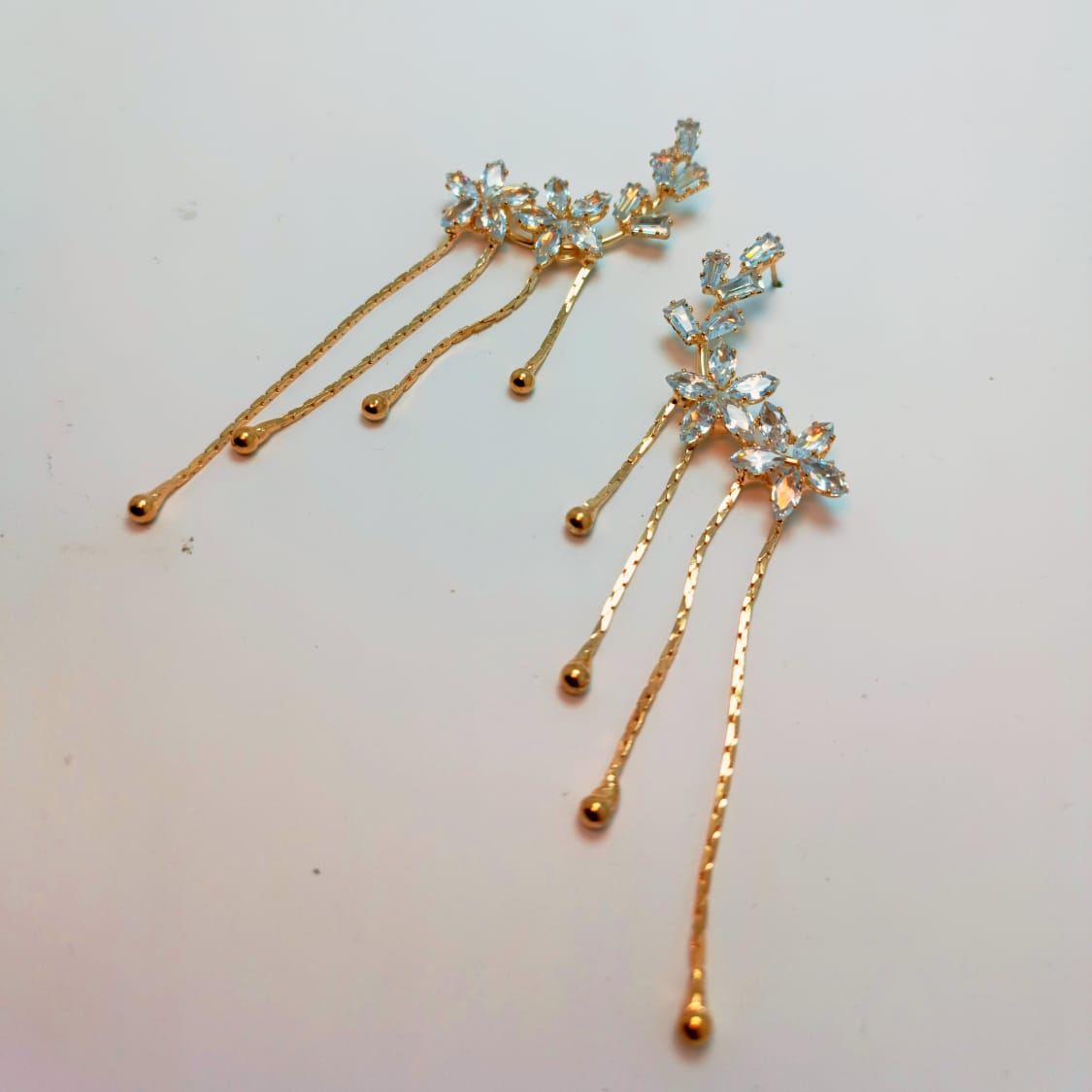 Floral Cascade Crystal Drop Earrings