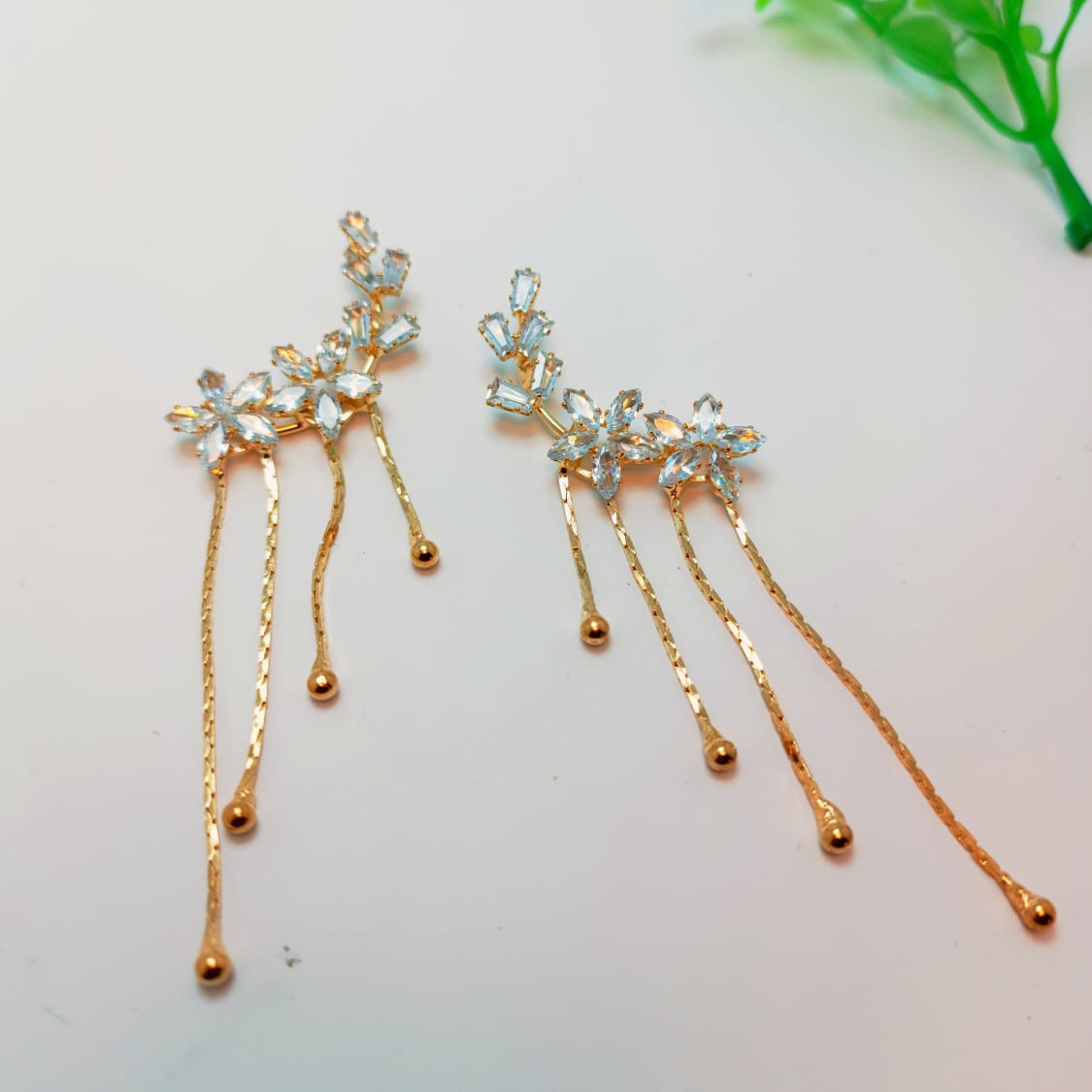 Floral Cascade Crystal Drop Earrings