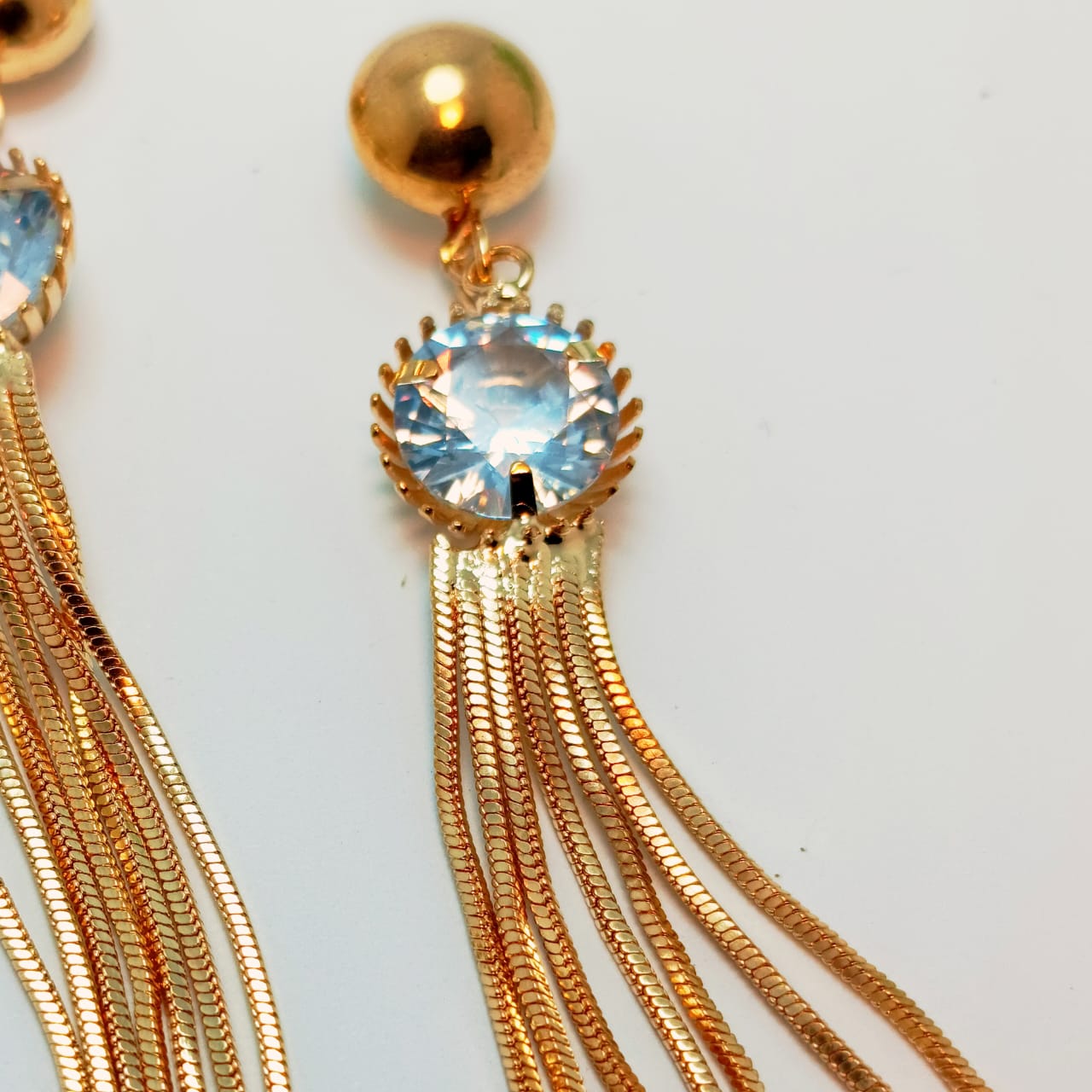 Elegant Gold Tassel Earrings with Crystal Accents