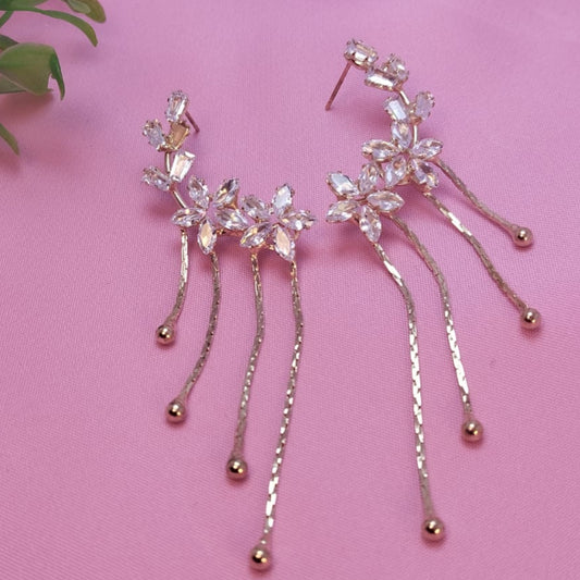 Floral Cascade Crystal Drop Earrings