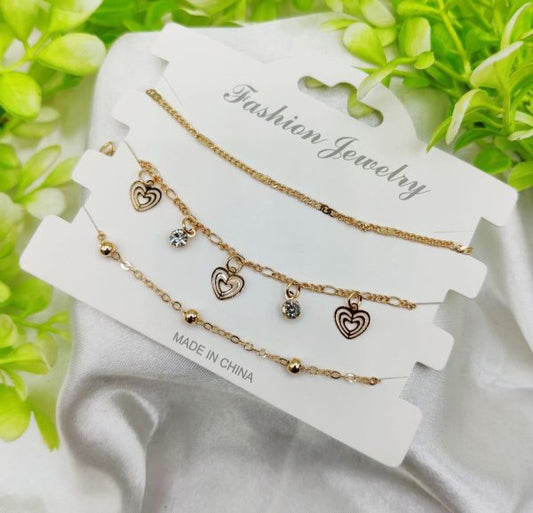 Imported Triple-layered Adjustable Bracelet Set | Best Quality Artificial Bracelet For Girls & Women