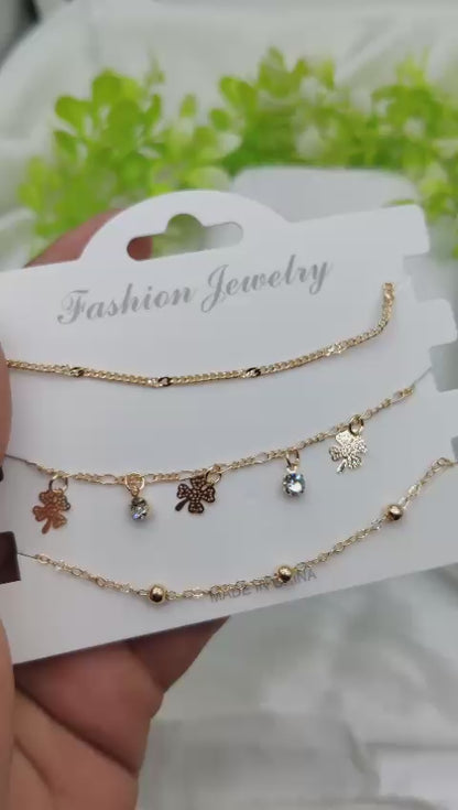 Imported Triple-layered Adjustable Bracelet Set | Best Quality Artificial Bracelet For Girls & Women